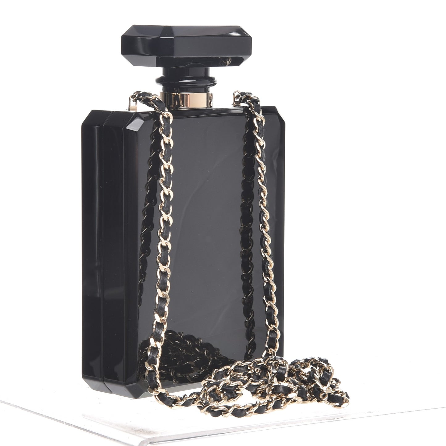 Plexiglass Perfume Bottle Clutch Black
