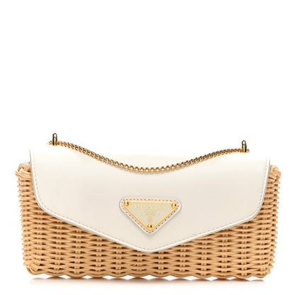 Prada Midollino City Calfskin Mini Bag Naturale White 1 of 11