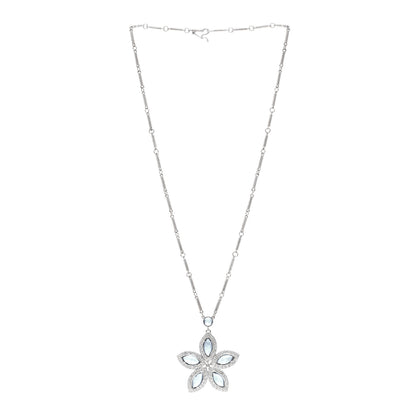 Irene Neuwirth 18K White Gold Aquamarine Diamond Flower Necklace 3 of 5