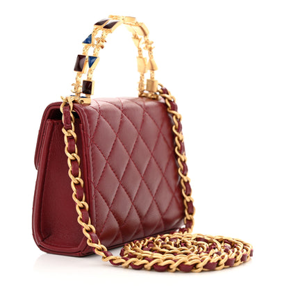 Chanel Lambskin Enamel Quilted Mini Top Handle Flap Red 3 of 10