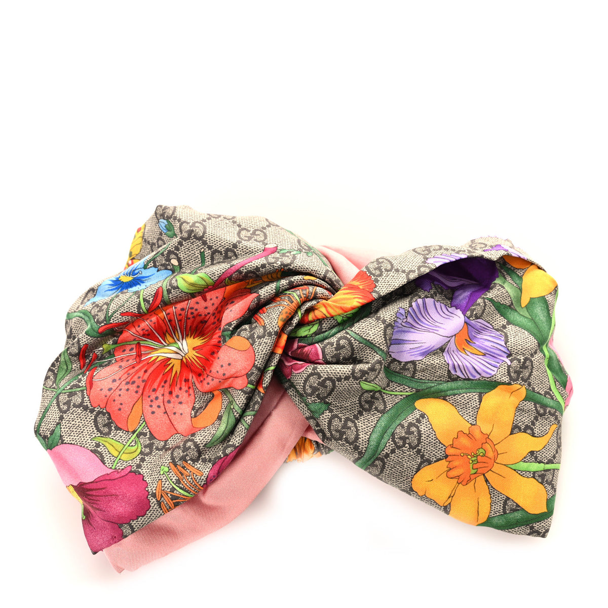Silk Monogram Flora Print Headband M Pink