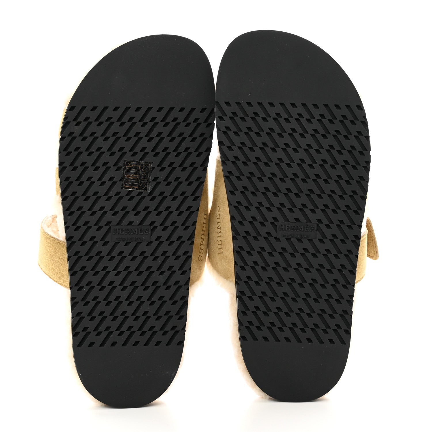 Hermes Suede Goatskin Woolskin Womens Chypre Sandals 38 Golden Beige 5 of 8
