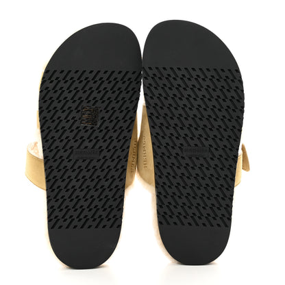 Hermes Suede Goatskin Woolskin Womens Chypre Sandals 38 Golden Beige 5 of 8