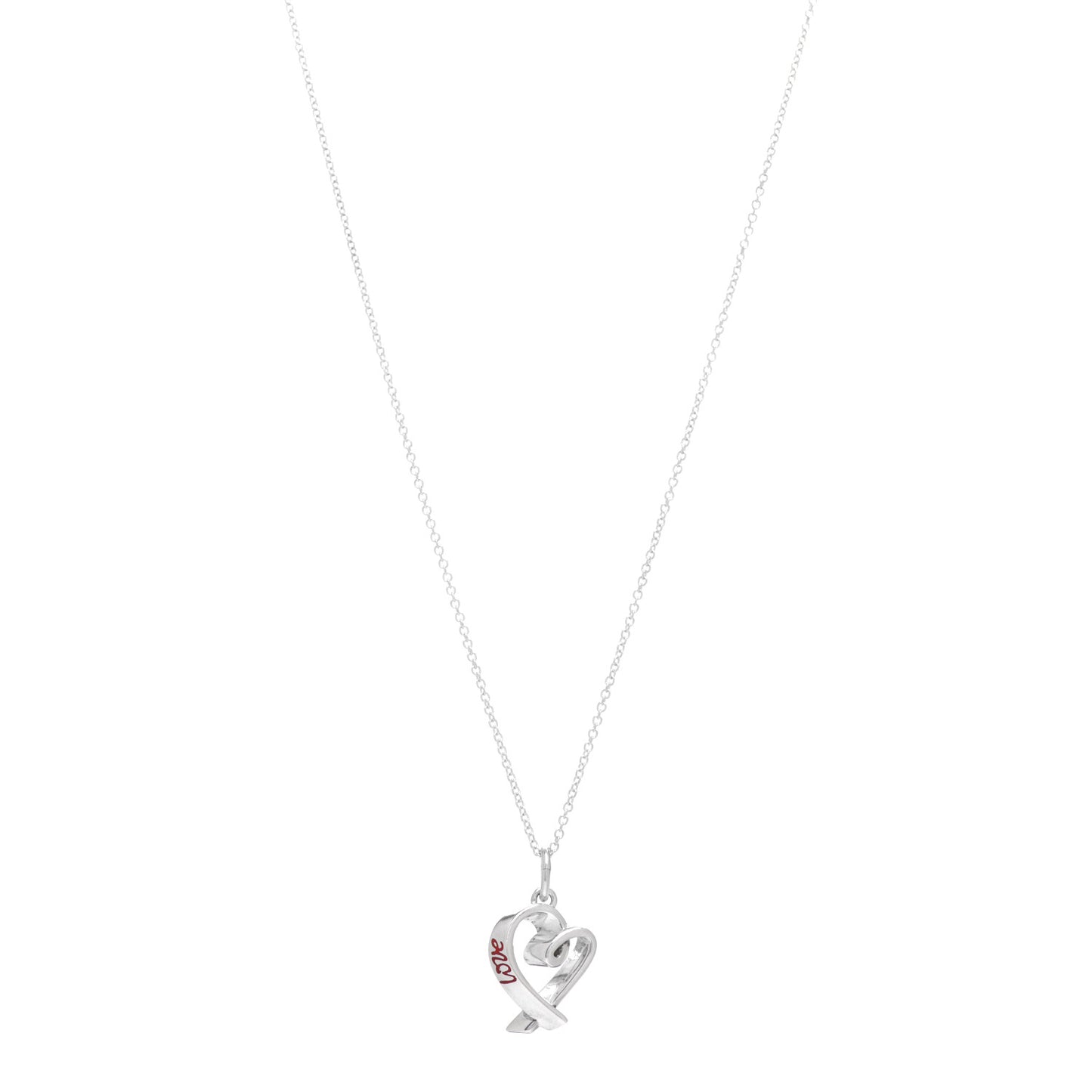 Sterling Silver Enamel Paloma Picasso Love Loving Heart Pendant Necklace Red