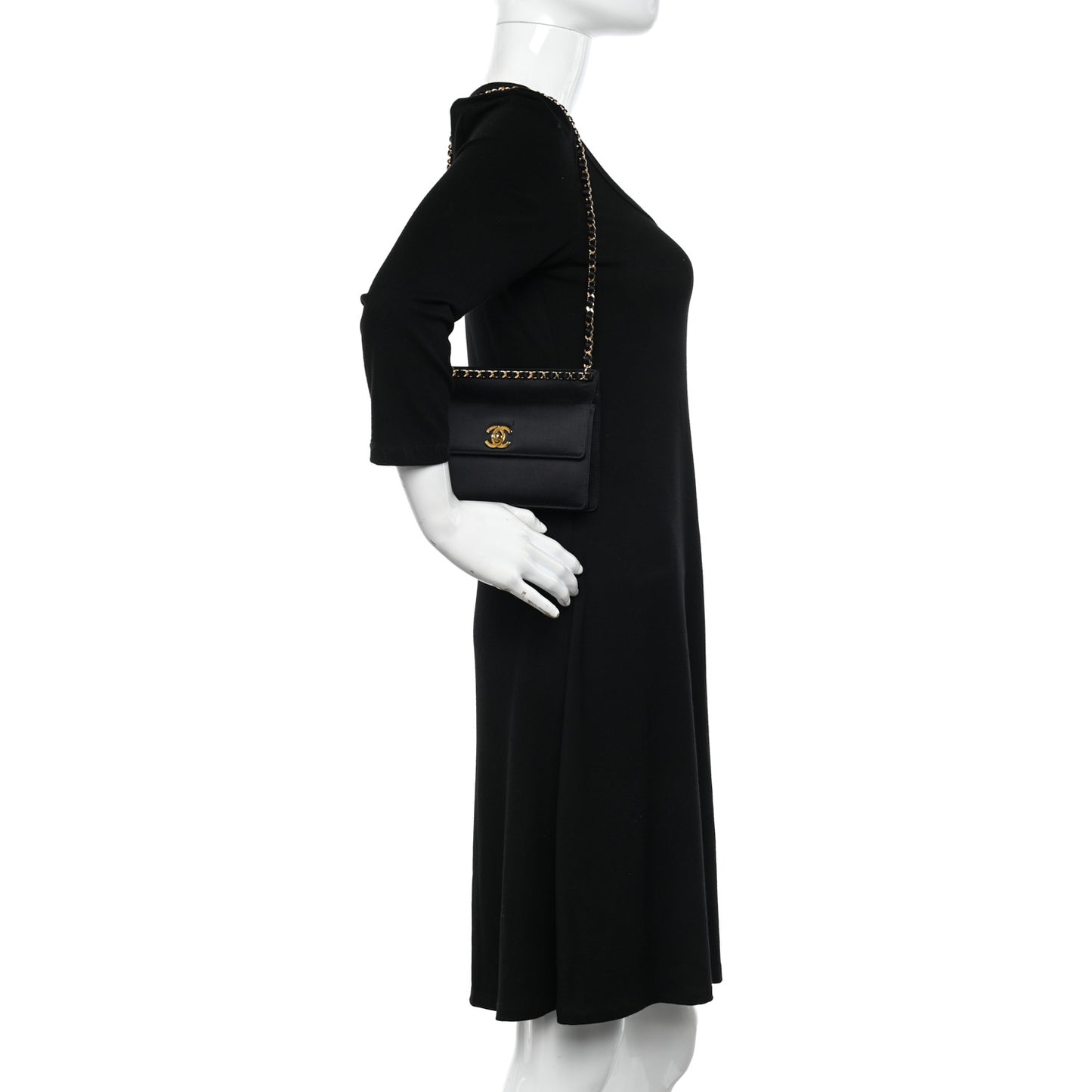 Satin Mini Flap Black