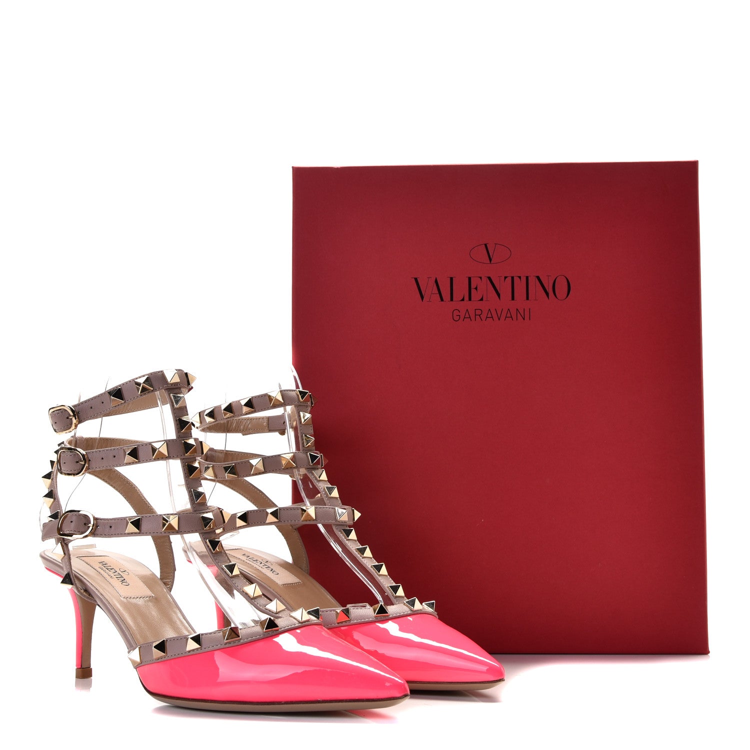 Valentino Garavani Patent Nappa Rockstud Ankle Strap 65mm Pumps 37 Peony Poudre 3 of 12