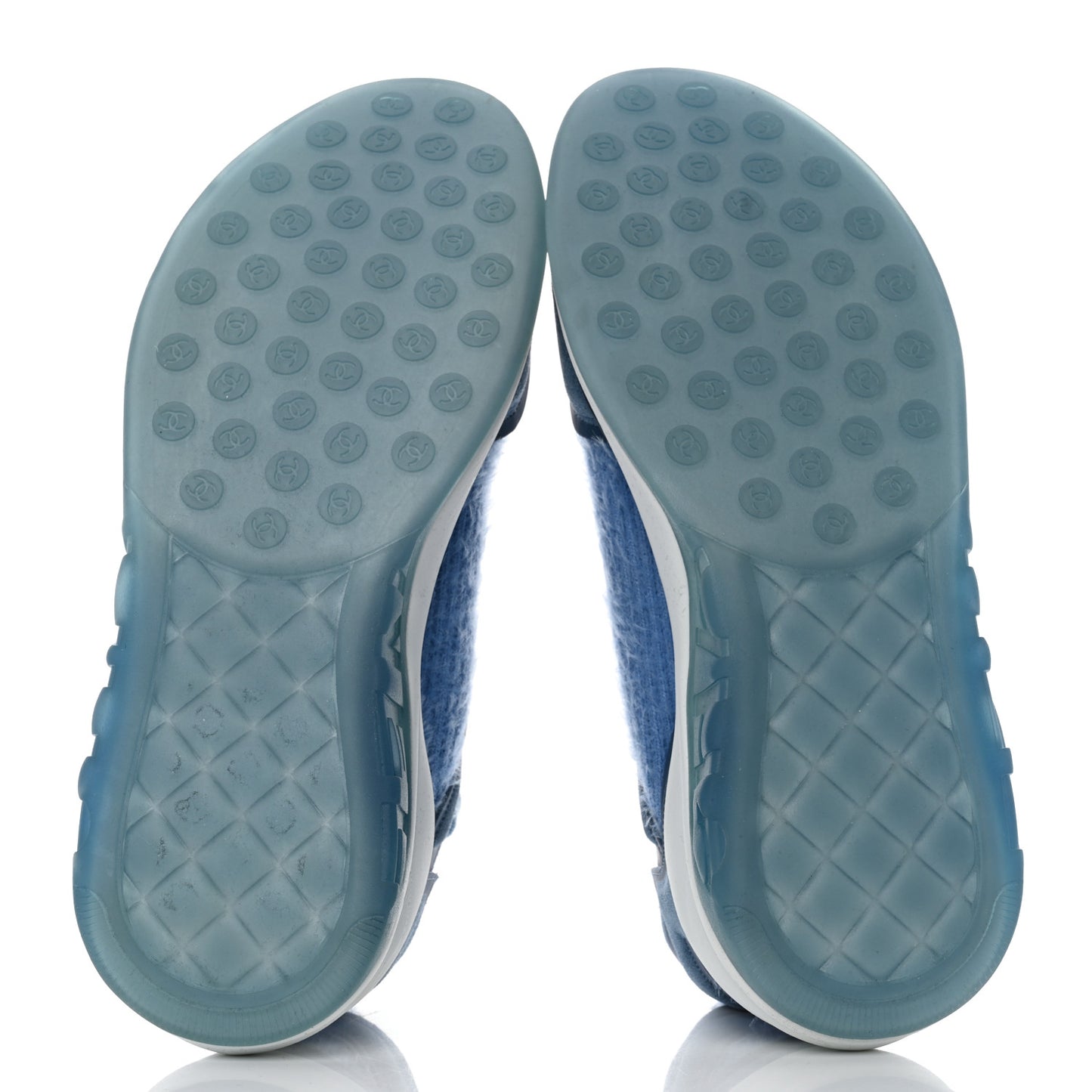 Suede Calfskin Stretch Fabric CC Sneakers 40 Light Blue