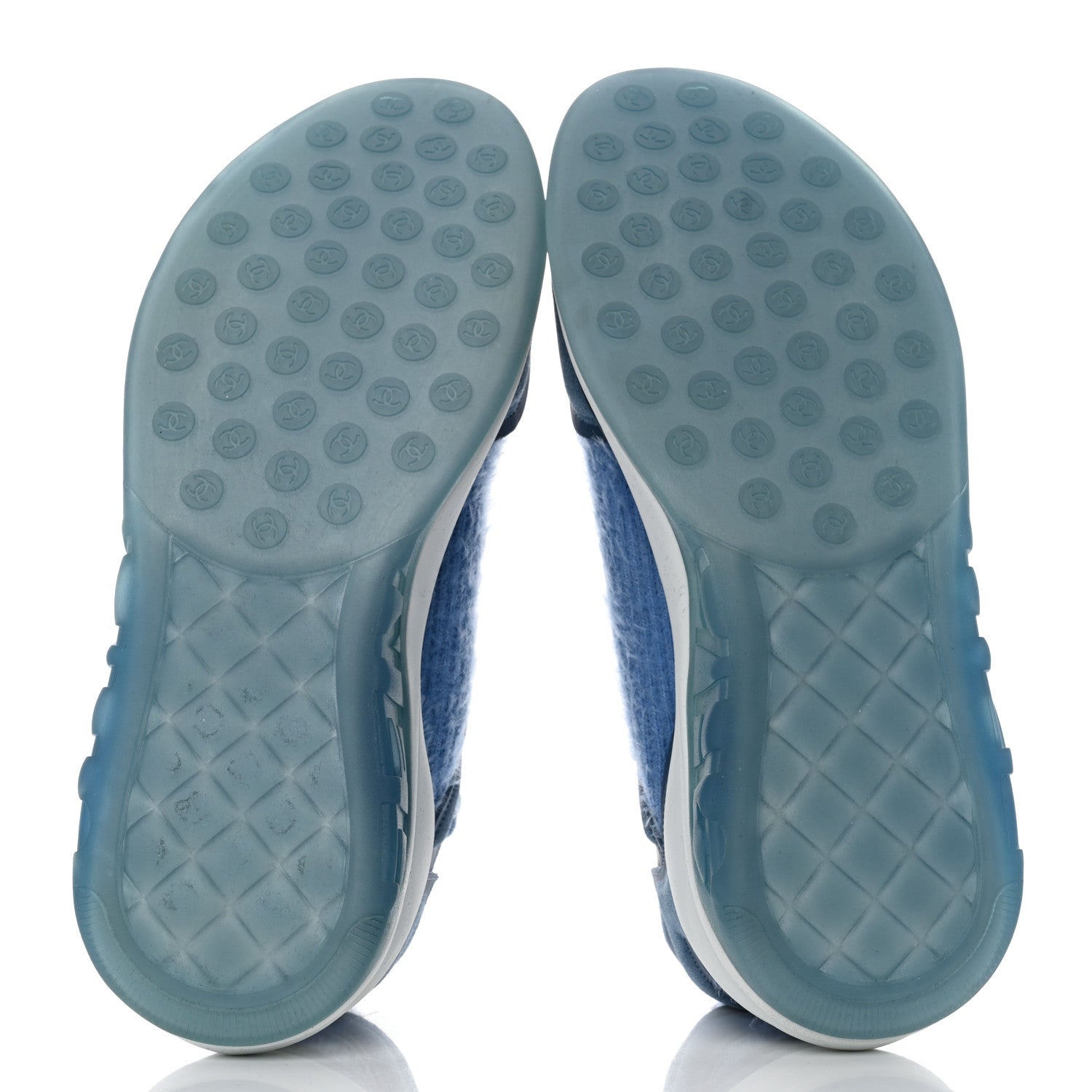 Chanel Suede Calfskin Stretch Fabric CC Sneakers 40 Light Blue 5 of 7