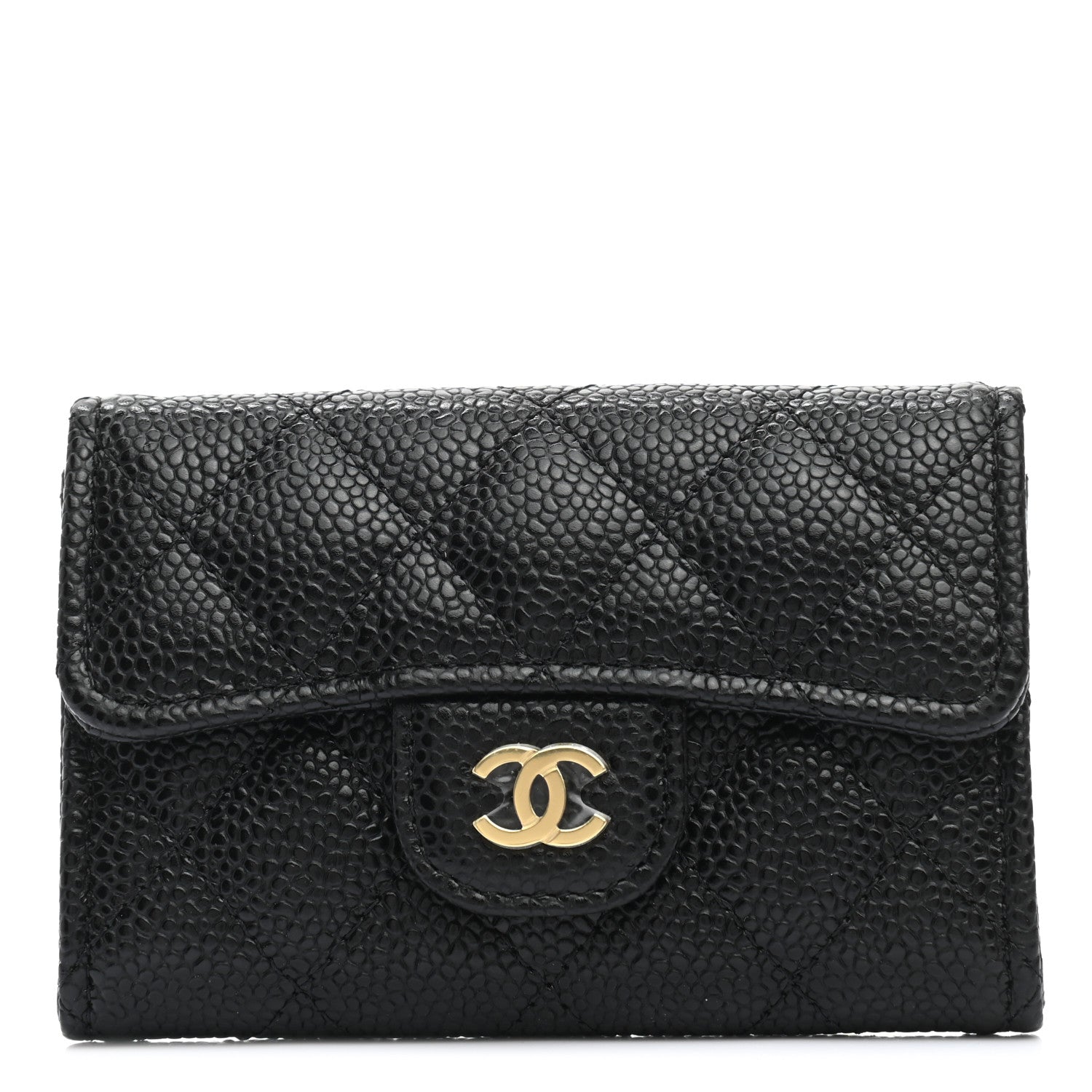 Chanel Caviar Quilted Flap Card Holder Wallet Black 1 of 8