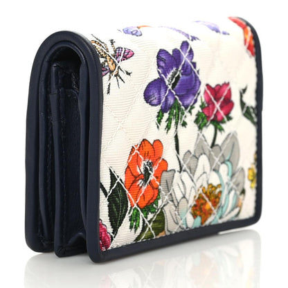 Gucci Canvas Flora Floral Trapuntata Zumi Card Case Wallet Great White Multicolor Blue Agata 3 of 7