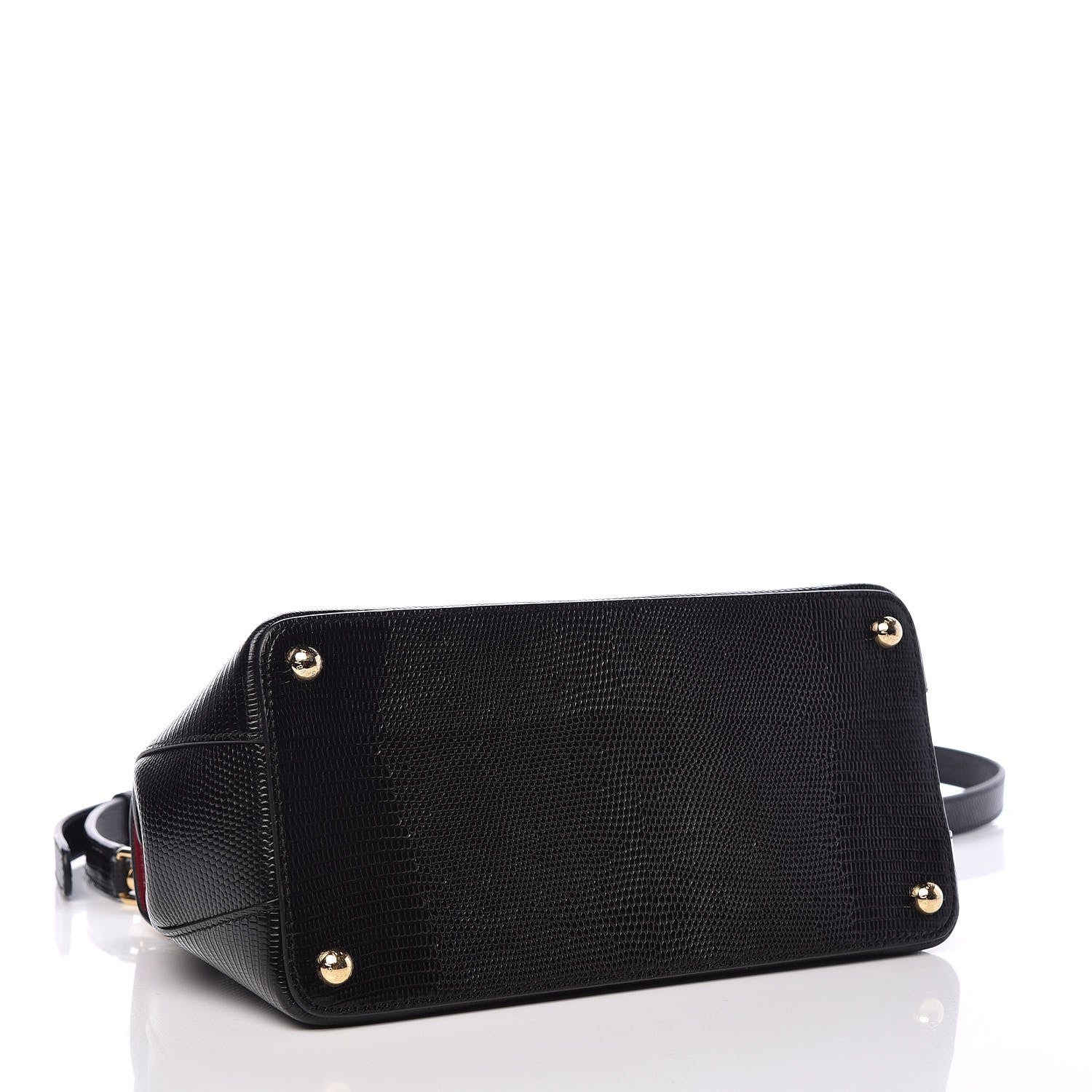 Dolce & Gabbana Iguana Calfskin Embossed Lucia Top Handle Bag Black 4 of 9