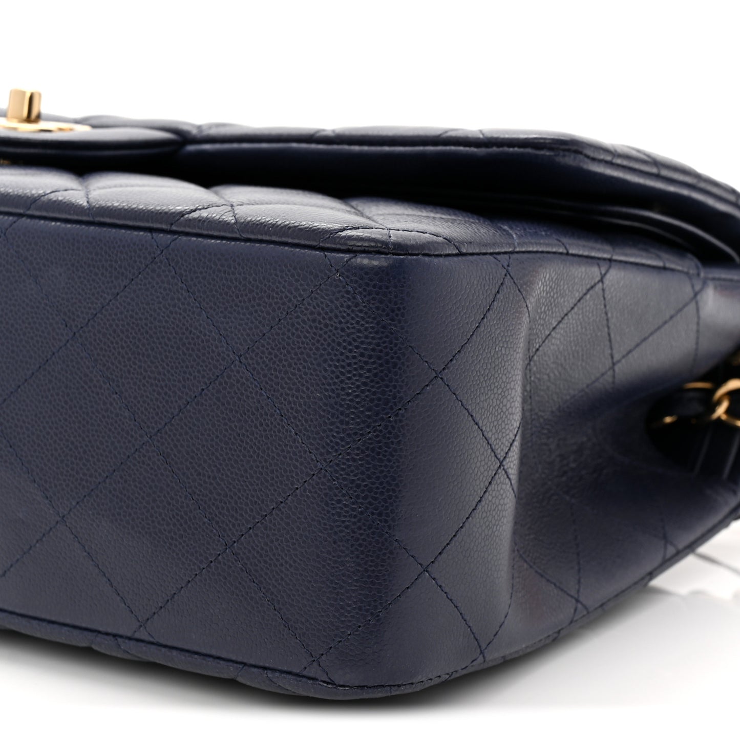 Caviar Quilted Jumbo Double Flap Dark Navy