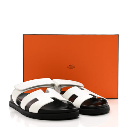 Hermes Calfskin Womens Chypre Sandals 37 White 9 of 9