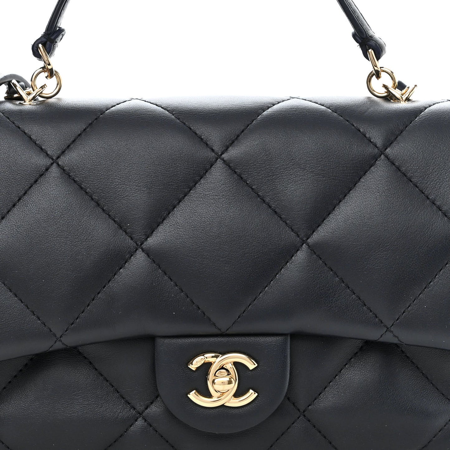 Lambskin Quilted Easy Carry Flap Navy