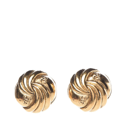 Chanel CC Button Clip On Earrings Gold 1 of 5