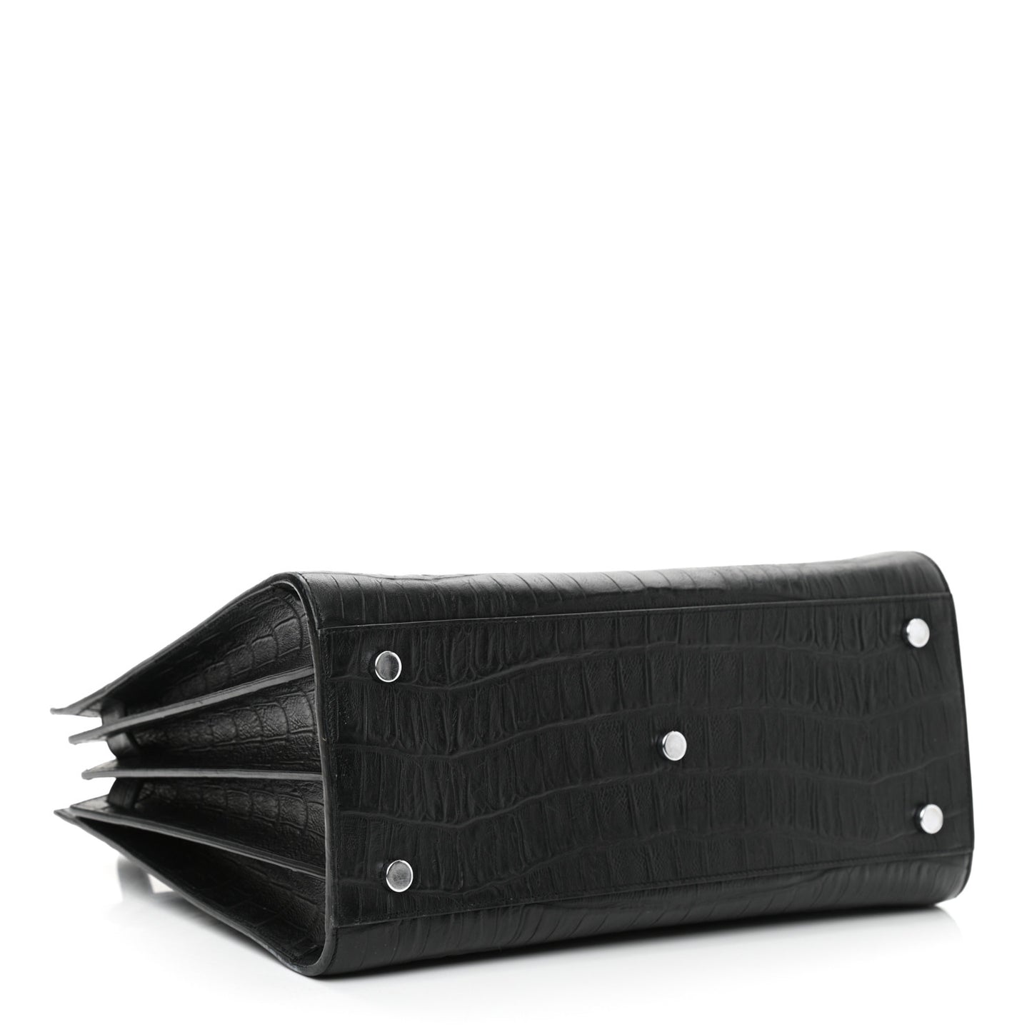 Calfskin Crocodile Embossed Small Sac de Jour Black