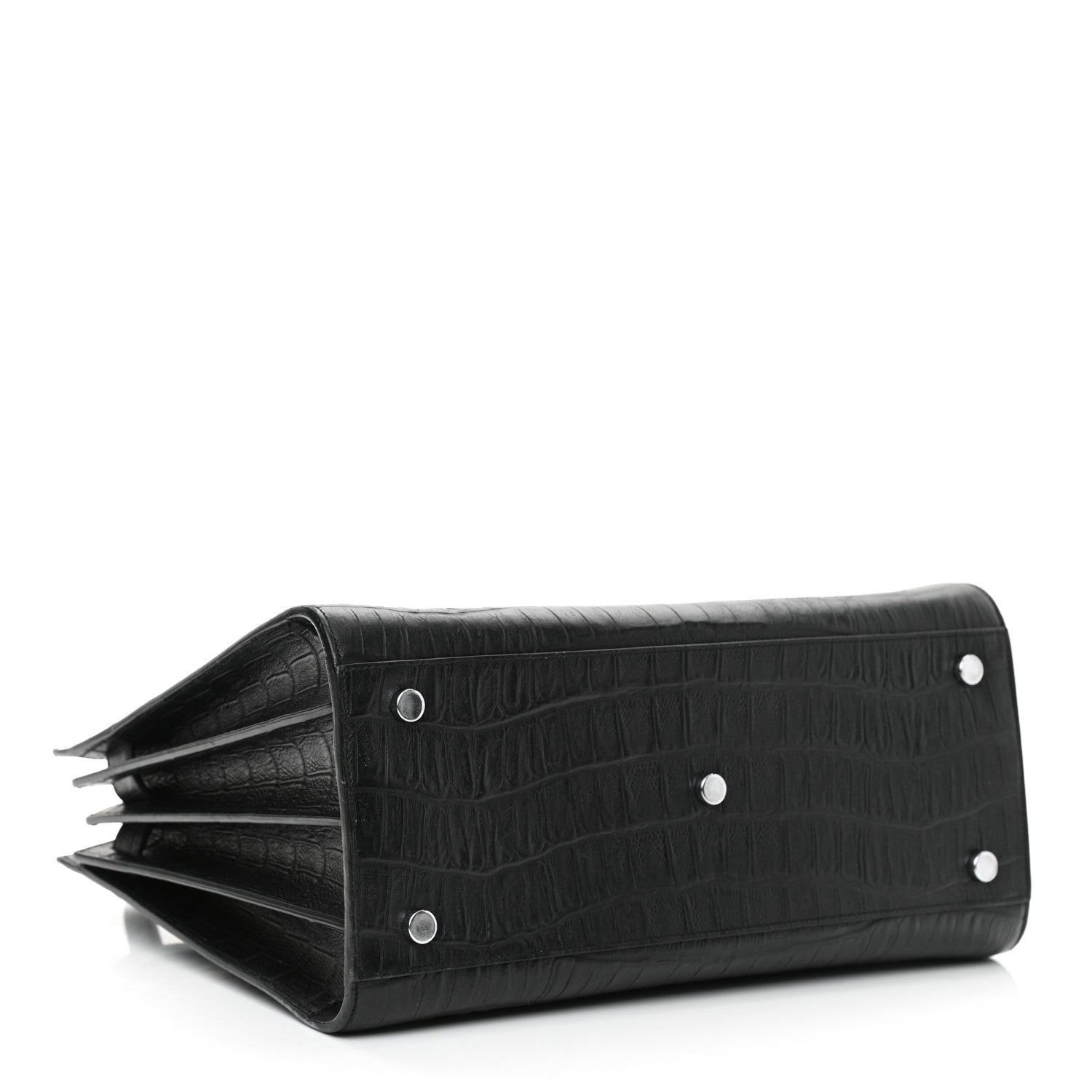 Saint Laurent Calfskin Crocodile Embossed Small Sac de Jour Black 4 of 11