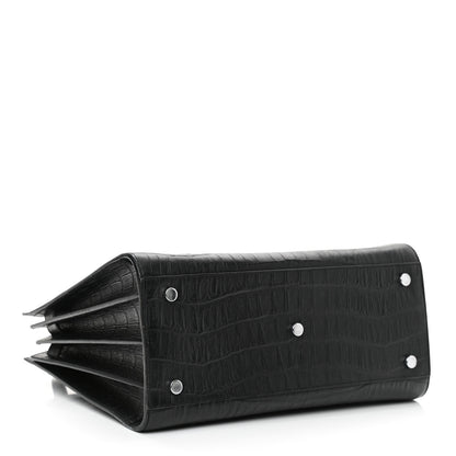 Saint Laurent Calfskin Crocodile Embossed Small Sac de Jour Black 4 of 11