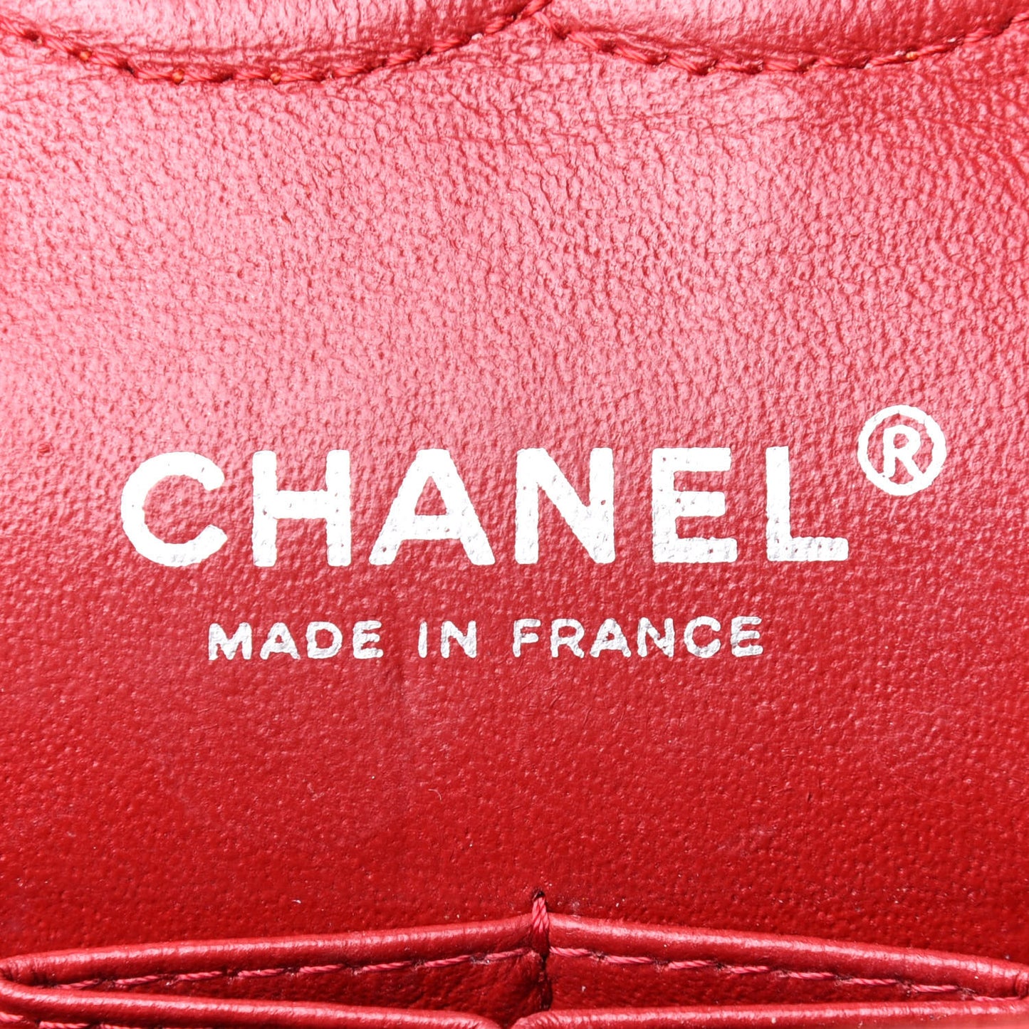 Patent Calfskin Quilted Medium Double Flap Dark Red