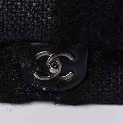 Chanel Tweed Faux Fur Patchwork Jumbo Single Flap Black 10 of 10