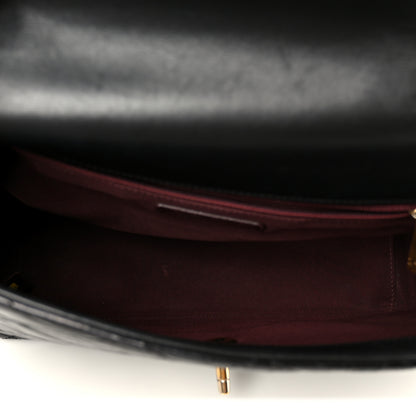 Chanel Glazed Calfskin Quilted Large Gold Bar Top Handle Flap Black 5 of 11