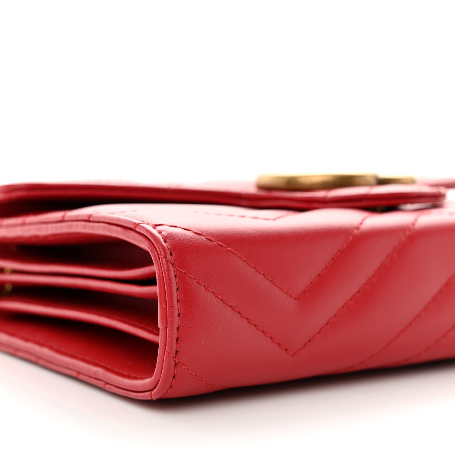 Gucci Calfskin Matelasse GG Marmont Chain Wallet Hibiscus Red 9 of 10