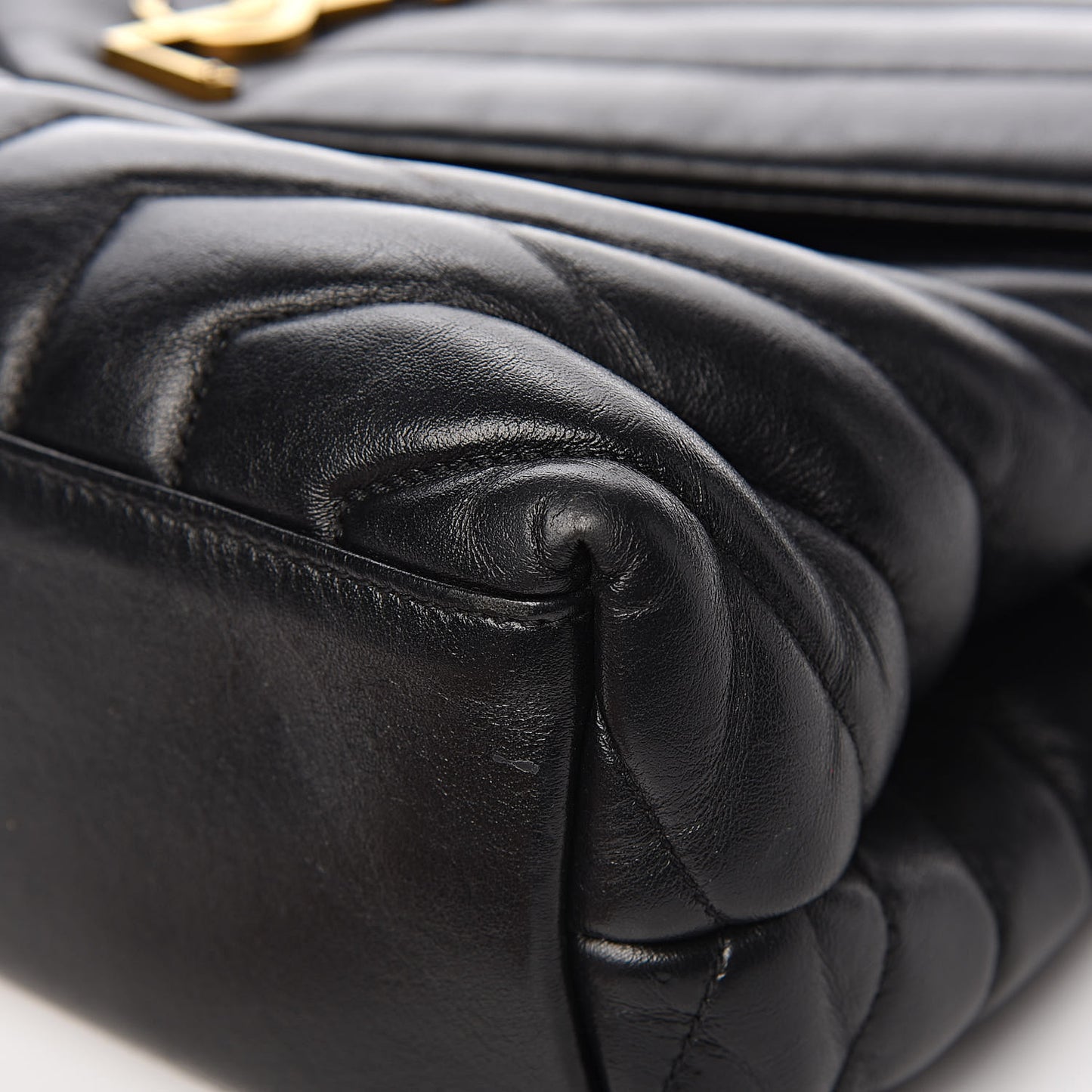 Calfskin Y Quilted Monogram Medium Loulou Chain Satchel Black