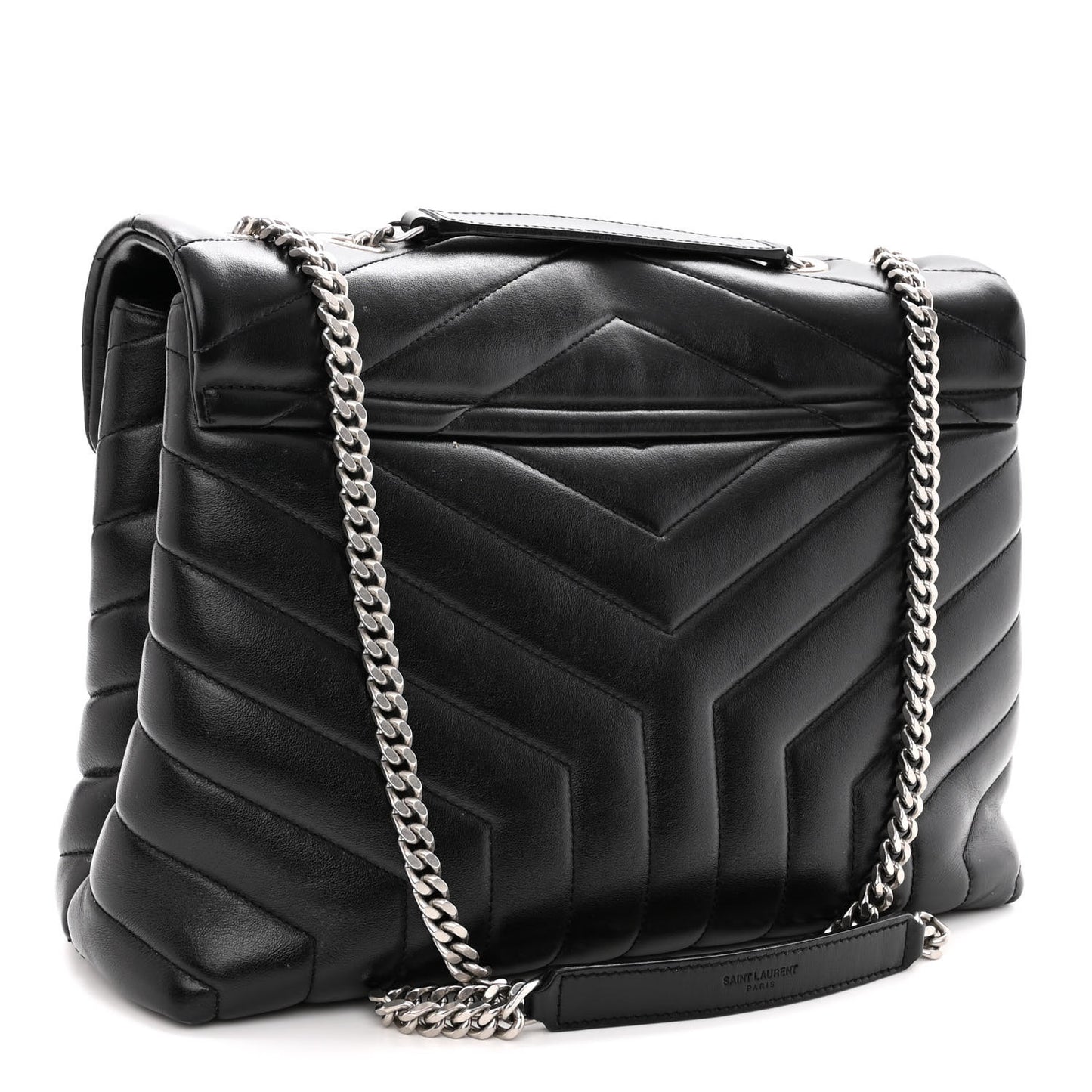 Calfskin Y Quilted Monogram Medium Loulou Chain Satchel Black