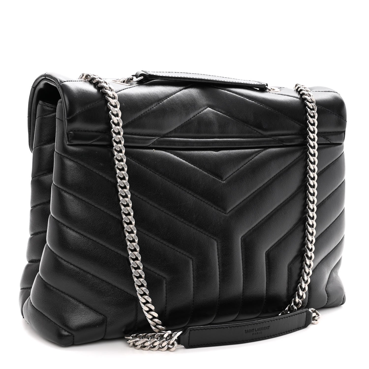 Saint Laurent Calfskin Y Quilted Monogram Medium Loulou Chain Satchel Black 3 of 12