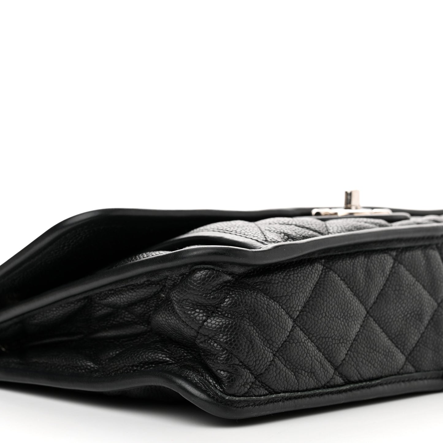 Caviar Quilted Large French Riviera Flap Black