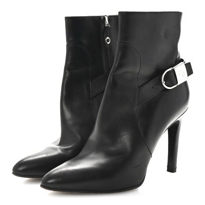 Louis Vuitton Calfskin Belted Lock Ankle Boots 37 Black 4 of 8