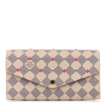 Louis Vuitton Damier Azur Studded Sarah Wallet NM Fuchsia 1 of 7