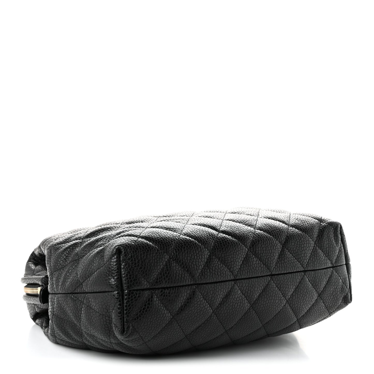 Shiny Caviar Quilted Large Bowling Bag Black
