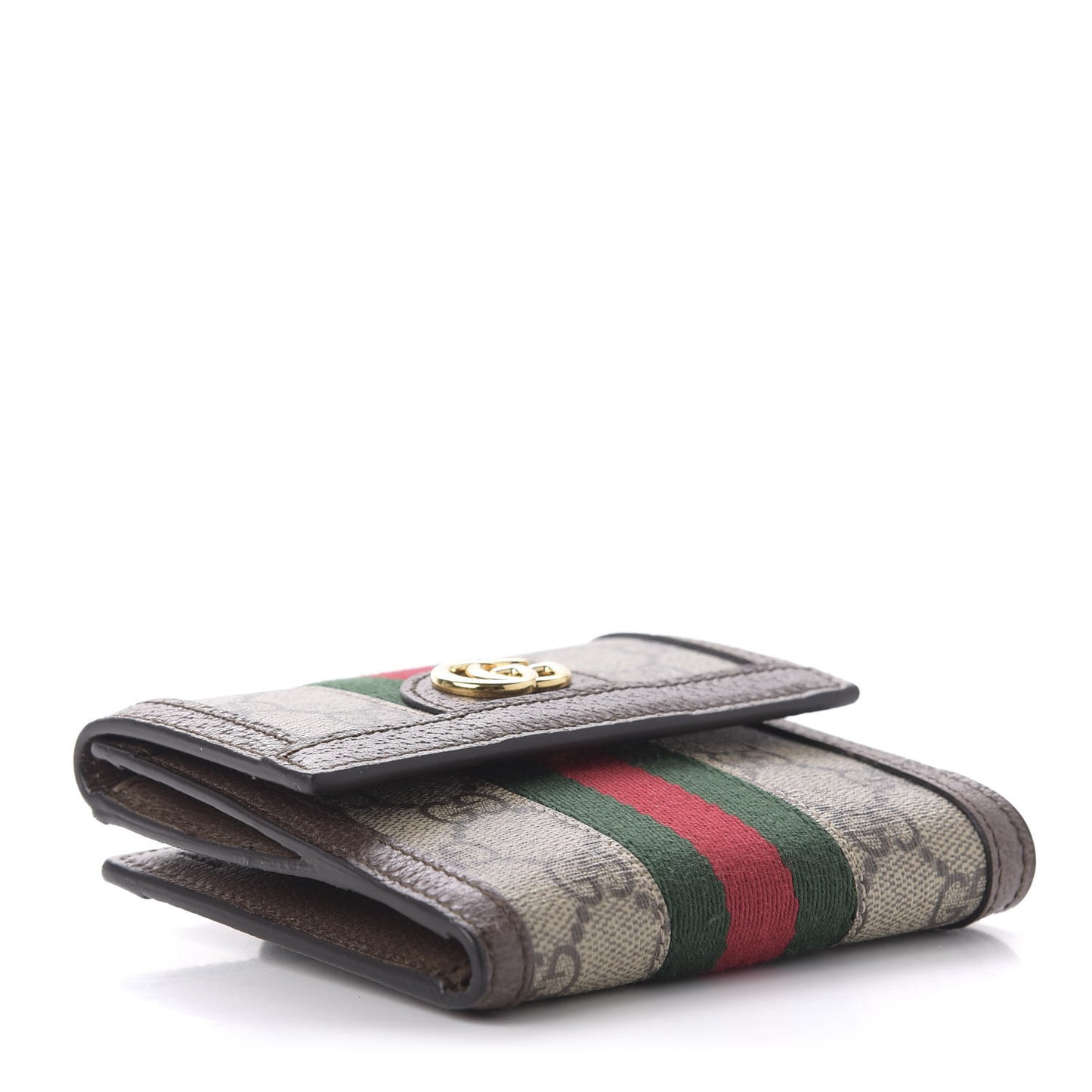 GG Supreme Monogram Web Ophidia French Flap Wallet Beige New Acero