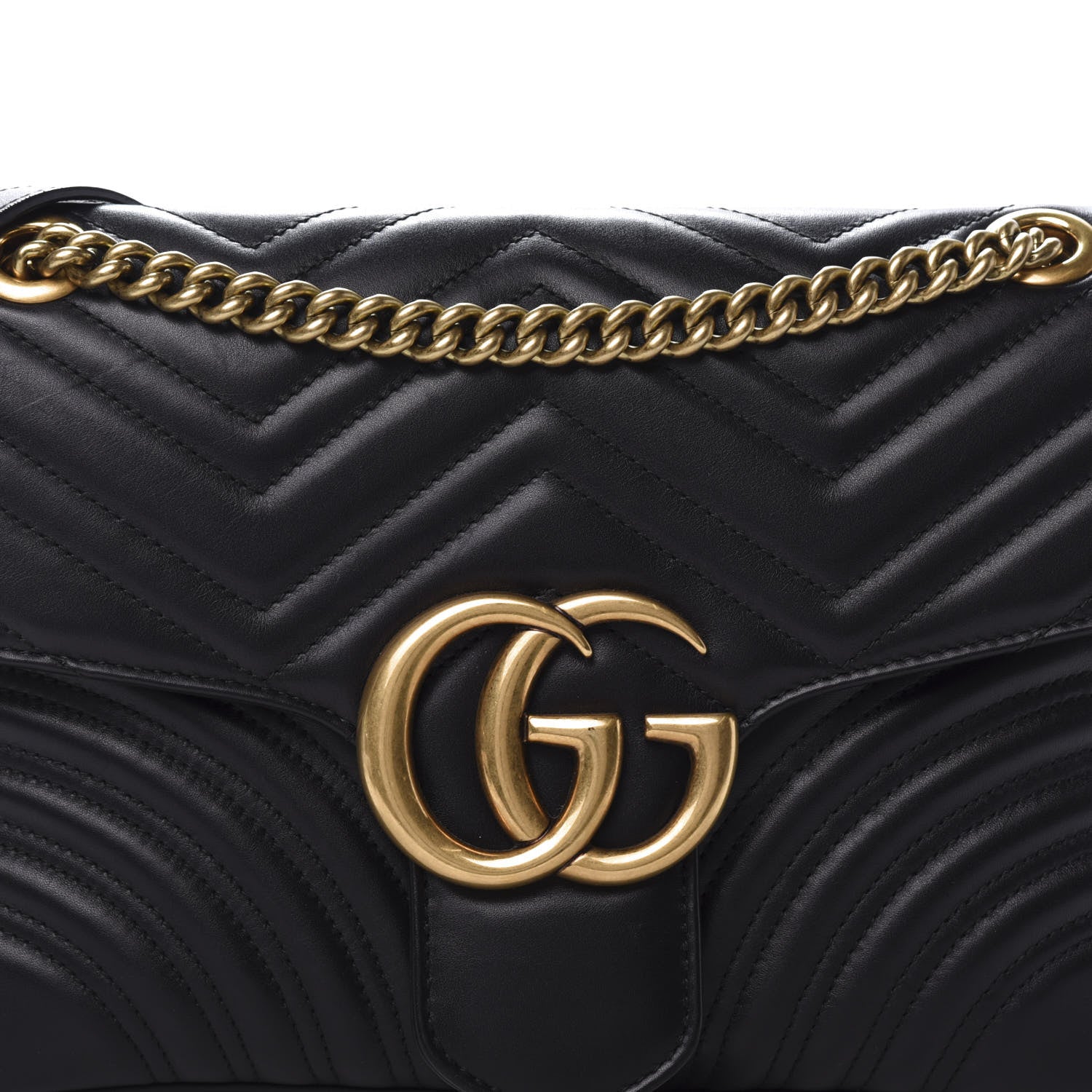 Gucci Calfskin Matelasse Medium GG Marmont Shoulder Bag Black 14 of 14
