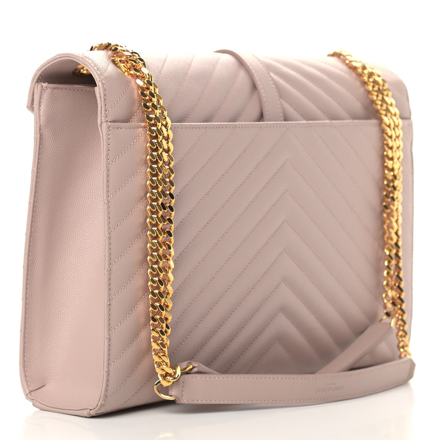 Saint Laurent Grain De Poudre Matelasse Chevron Large Monogram Satchel Rose Antic 2 of 9