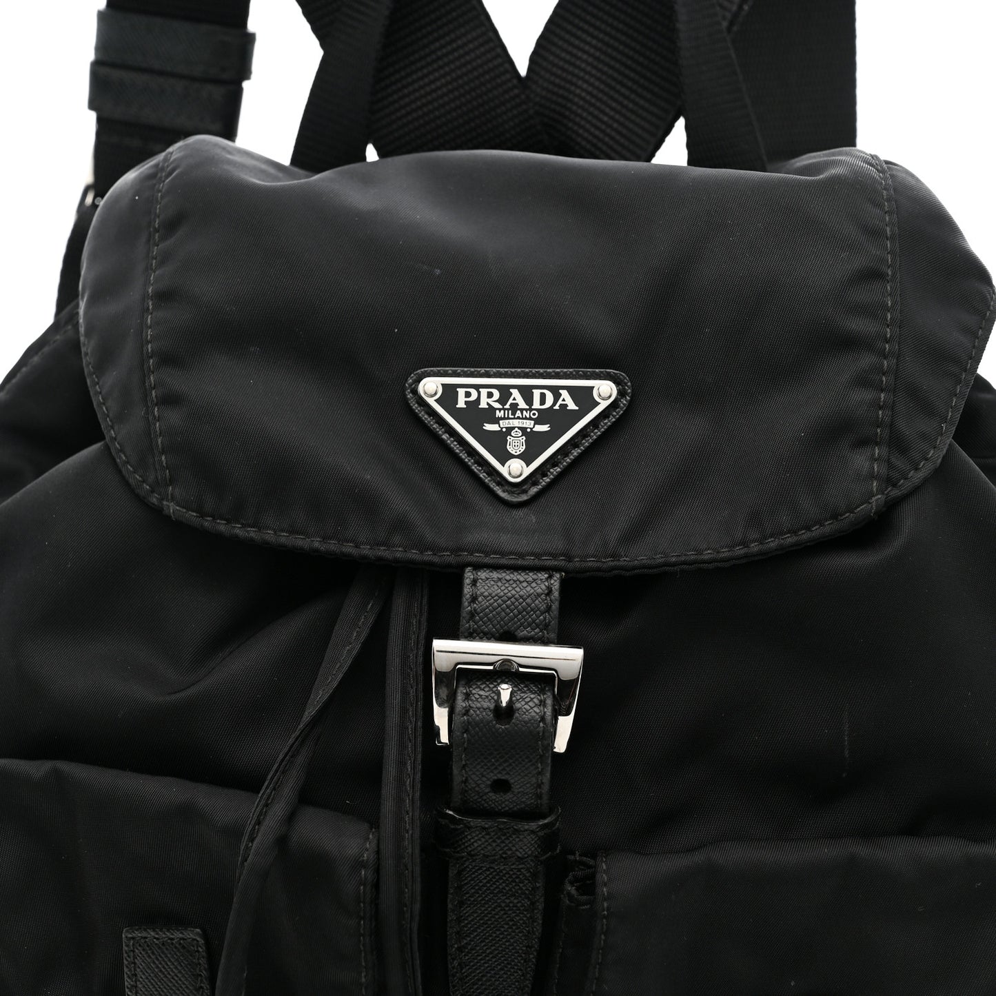 Tessuto Nylon Saffiano Small Backpack Black