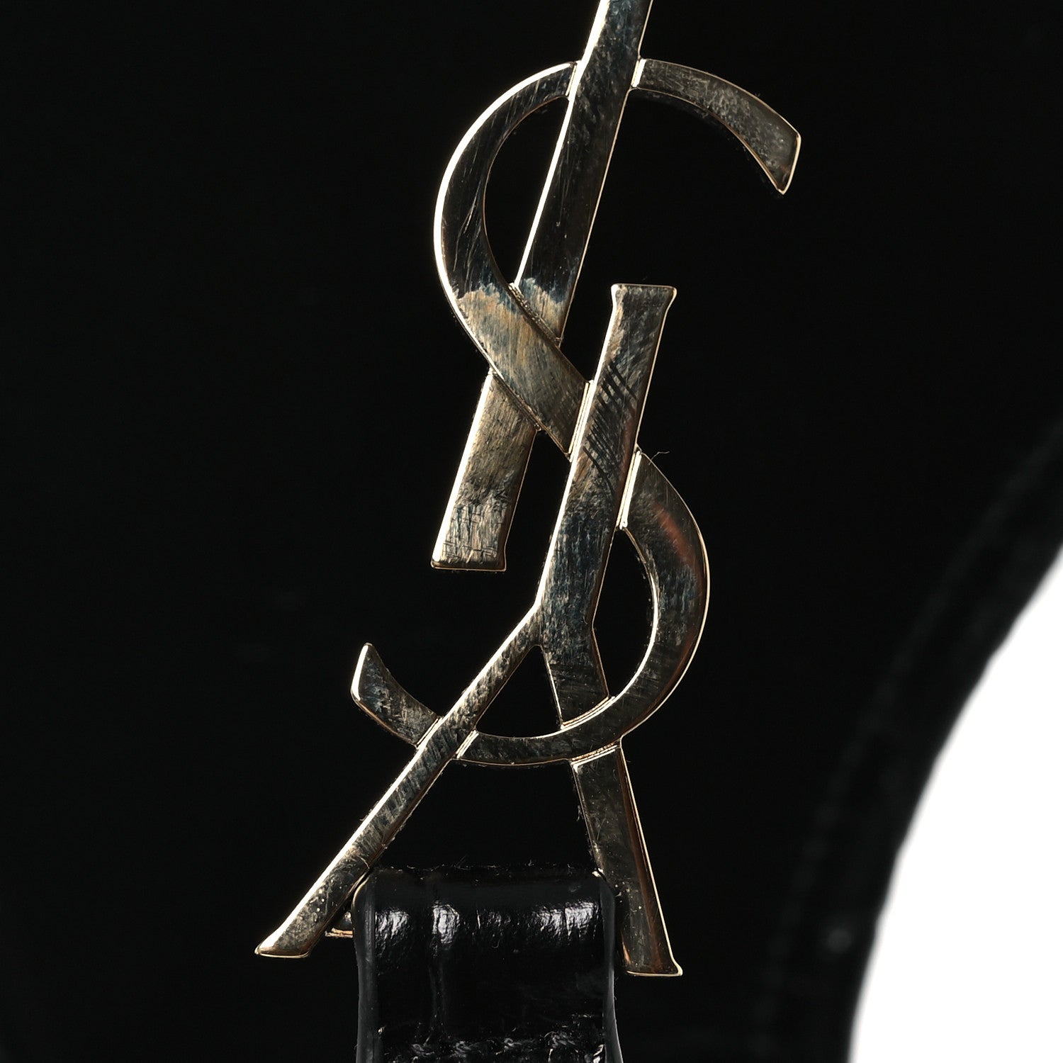 Saint Laurent Calfskin Crocodile Embossed Cassandra Monogram Sandals 40 Black 11 of 12