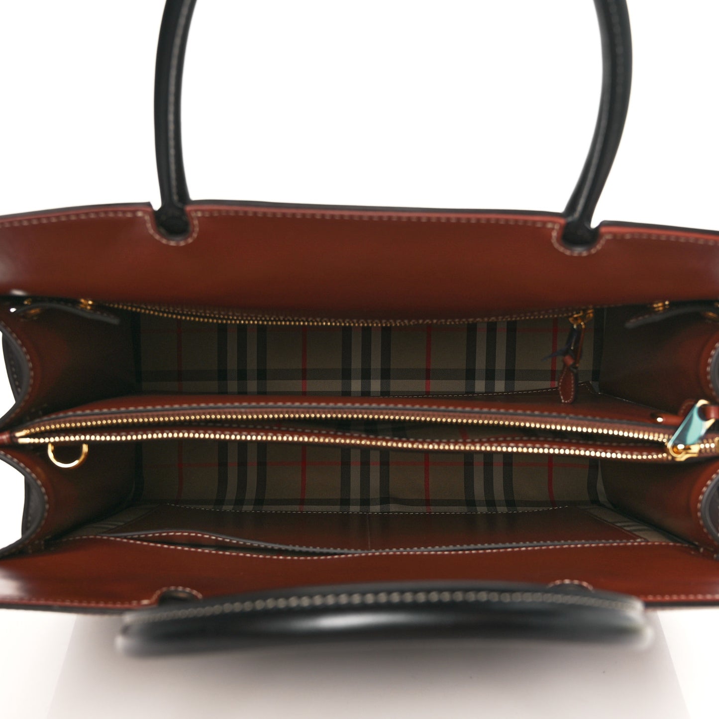 Calfskin Vintage Check Medium Two Handle Title Bag Black