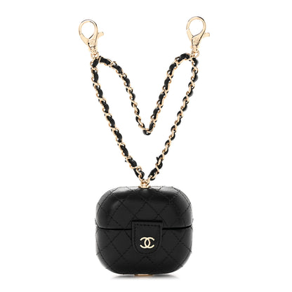 Chanel Lambskin Quilted Airpods Pro Case With Chain Black 1 of 7