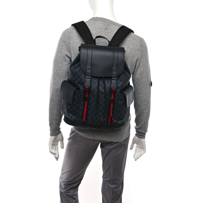 Gucci Soft GG Supreme Monogram Calfskin Web Double Buckle Backpack Black 2 of 10