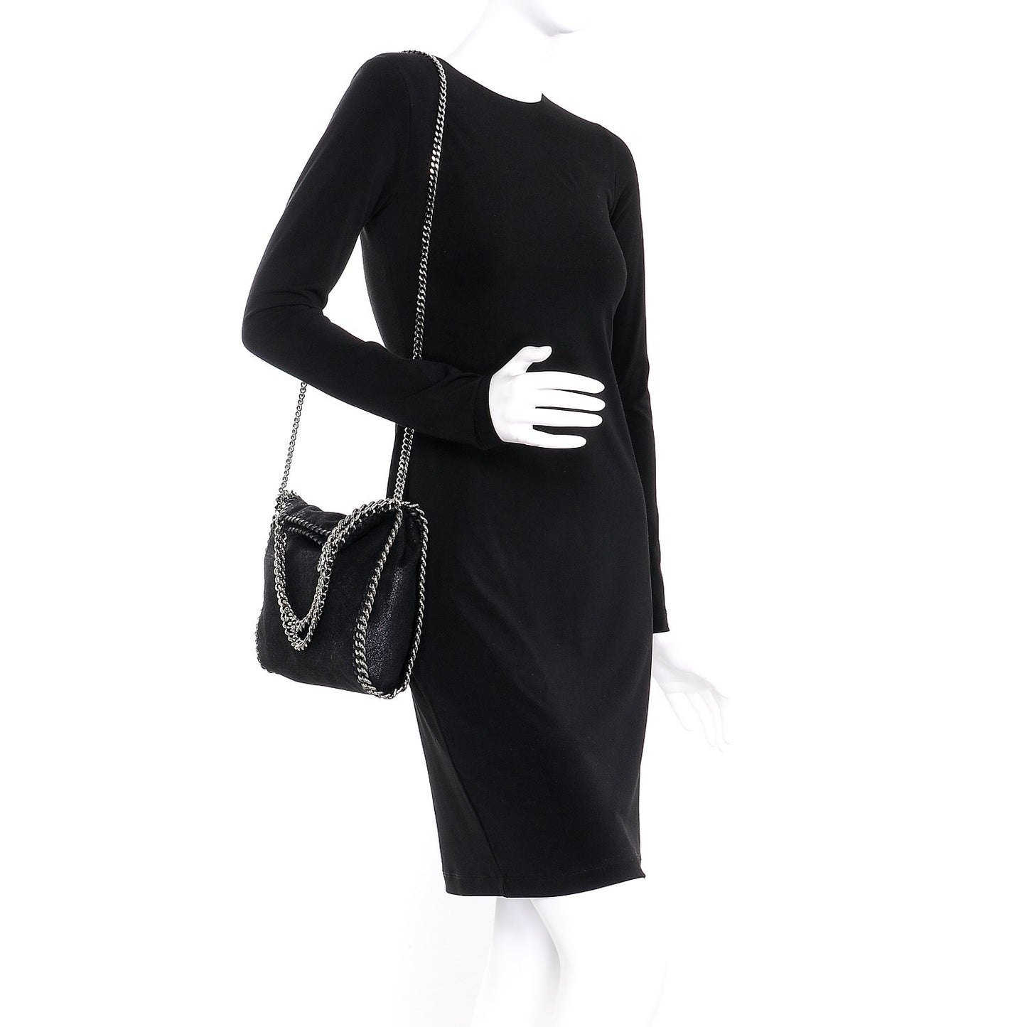 Shaggy Deer Mini Falabella Fold Over Tote Black