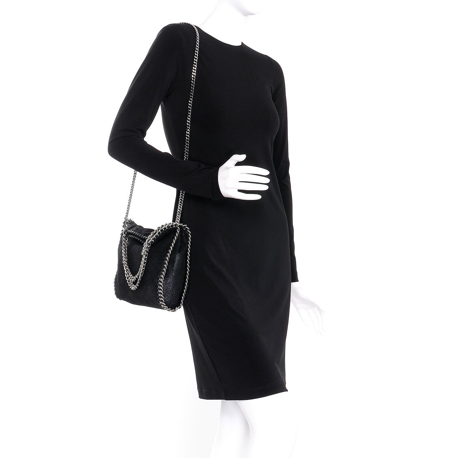 Stella McCartney Shaggy Deer Mini Falabella Fold Over Tote Black 2 of 6