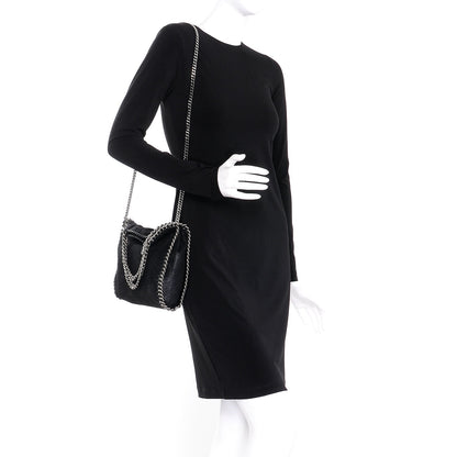 Stella McCartney Shaggy Deer Mini Falabella Fold Over Tote Black 2 of 6