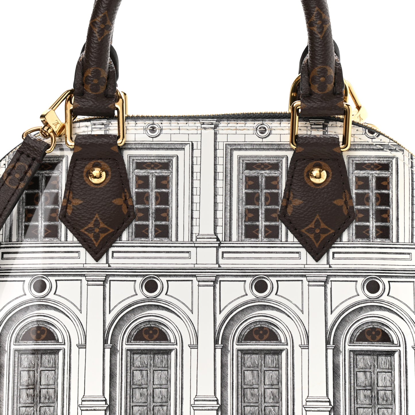X FORNASETTI Calfskin Architettura Alma BB Black White