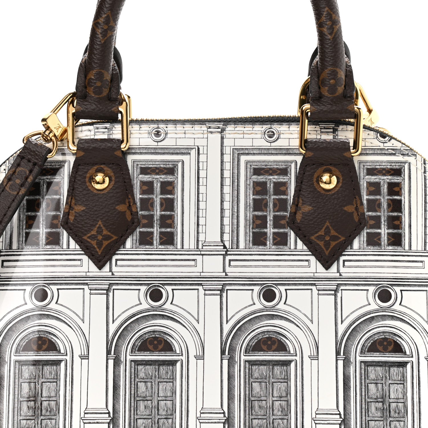Louis Vuitton X FORNASETTI Calfskin Architettura Alma BB Black White 7 of 9
