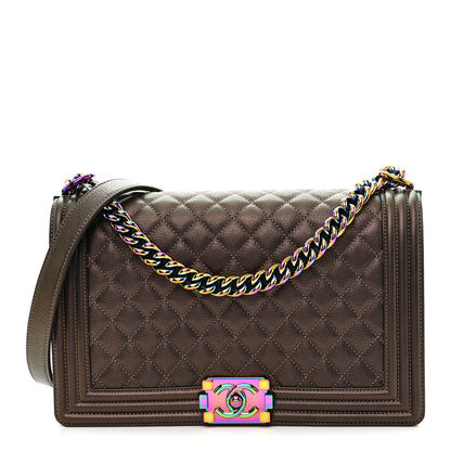 Chanel Iridescent Goatskin Quilted New Medium Boy Flap Bronze 1 of 12