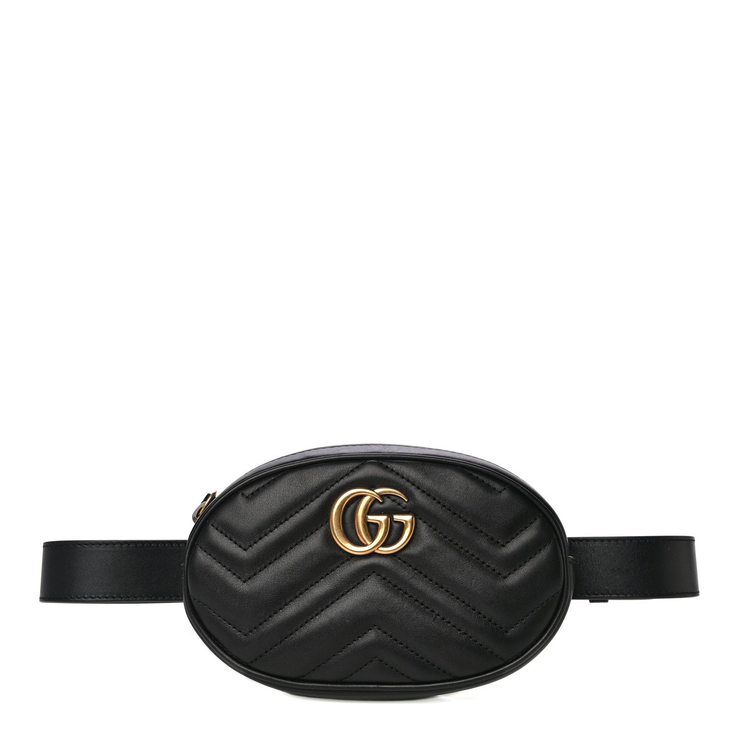 Gucci Calfskin Matelasse GG Marmont Belt Bag 75 30 Black 1 of 16