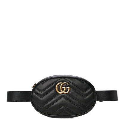 Gucci Calfskin Matelasse GG Marmont Belt Bag 75 30 Black 1 of 16