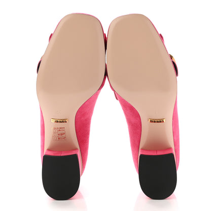 Gucci Kid Scamosciato GG Marmont Fringe 50mm Loafer Pumps 37 Hot Pink 5 of 9